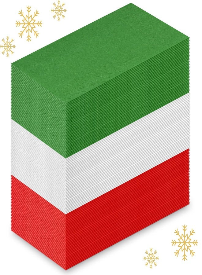 Qilery 120 Pcs Christmas Napkins Bulk 3 Ply Red White Green Disposable Paper Napkins Italy Theme Napkins Hand Towel Tableware for Christmas Family Gathering Dining Banquet and Italian Party Decoration - Image 1